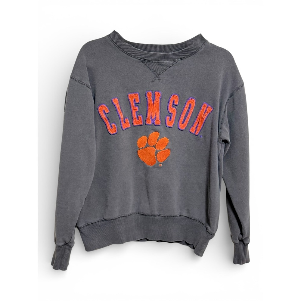 Vintage Campus Heritage Womens Clemson Tigers Paw Print Crewneck Sweatshirt Sz-S